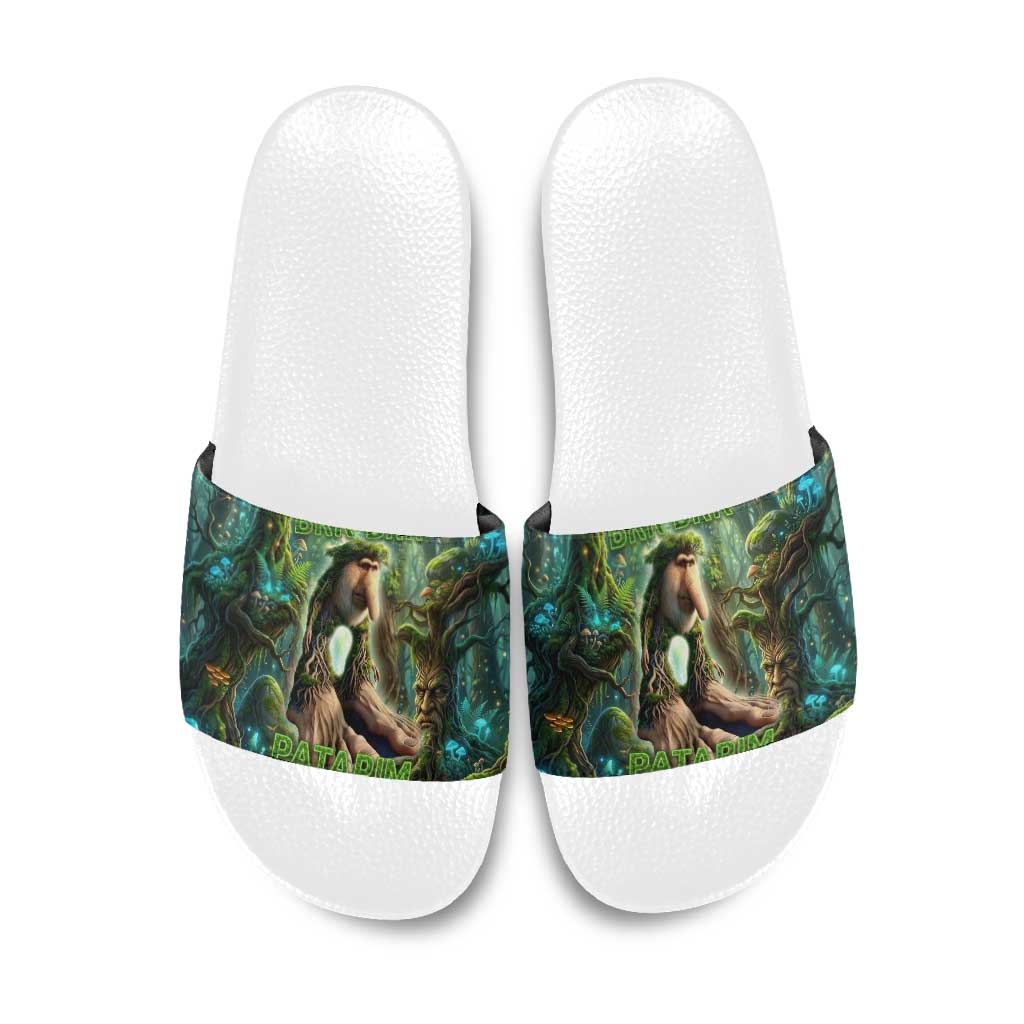 Brr Brr Patapim Slide Sandals Glowing Heart and Magical Tree Roots in Enchanted Woods