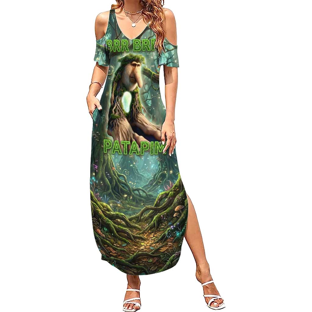 Brr Brr Patapim Summer Maxi Dress Glowing Heart and Magical Tree Roots in Enchanted Woods