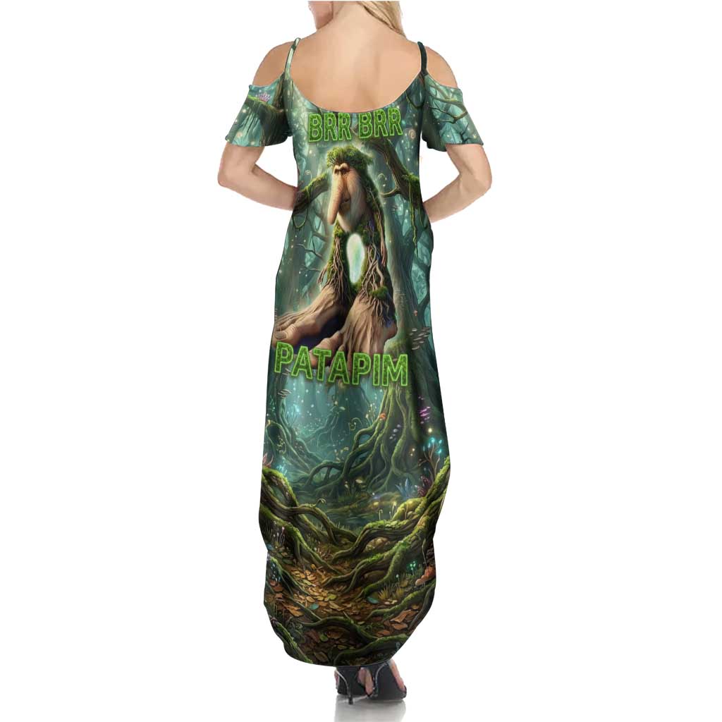 Brr Brr Patapim Summer Maxi Dress Glowing Heart and Magical Tree Roots in Enchanted Woods
