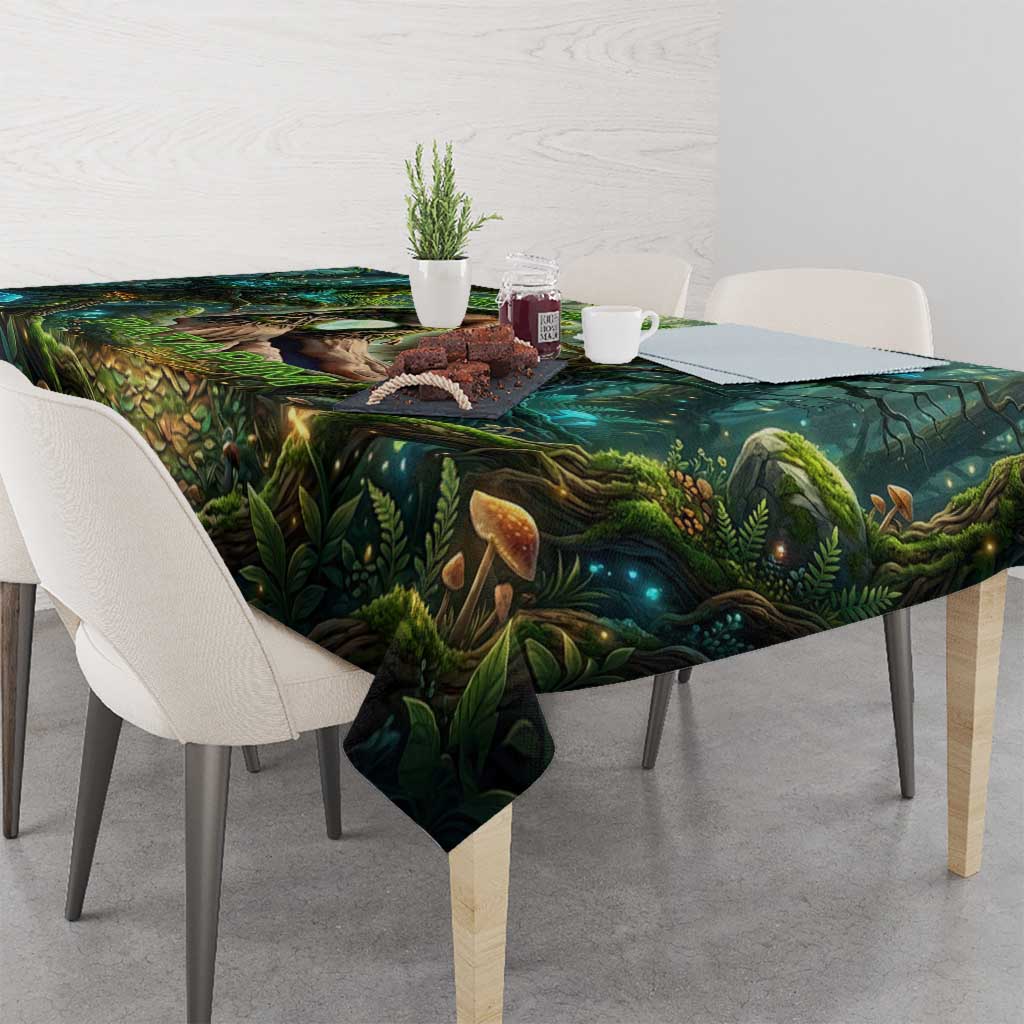 Brr Brr Patapim Tablecloth Glowing Heart and Magical Tree Roots in Enchanted Woods