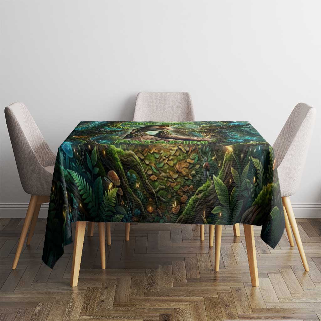 Brr Brr Patapim Tablecloth Glowing Heart and Magical Tree Roots in Enchanted Woods