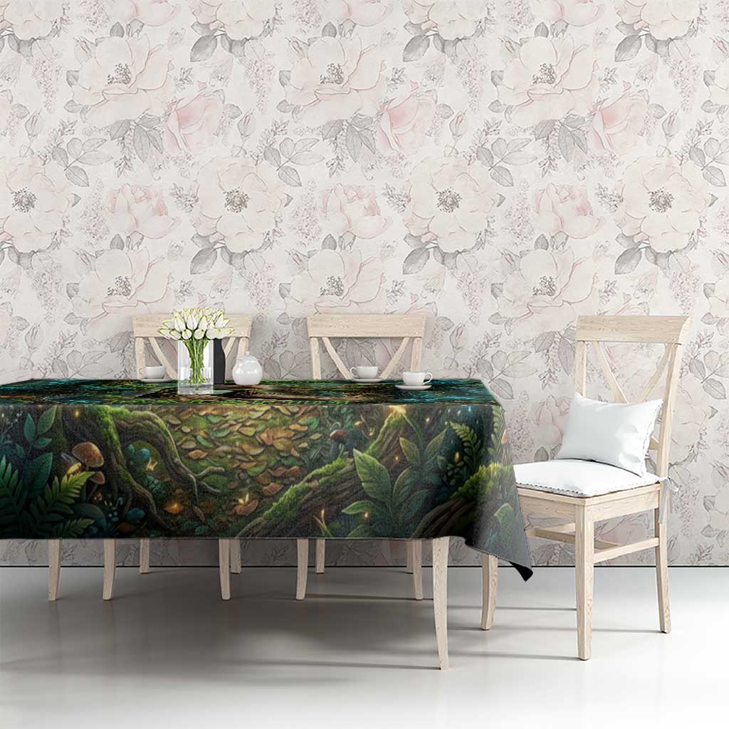 Brr Brr Patapim Tablecloth Glowing Heart and Magical Tree Roots in Enchanted Woods