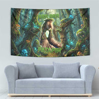 Brr Brr Patapim Tapestry Glowing Heart and Magical Tree Roots in Enchanted Woods