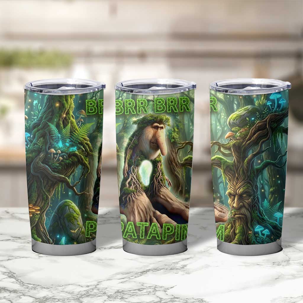 Brr Brr Patapim Tumbler Cup Glowing Heart and Magical Tree Roots in Enchanted Woods