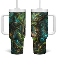 Brr Brr Patapim Tumbler With Handle Glowing Heart and Magical Tree Roots in Enchanted Woods