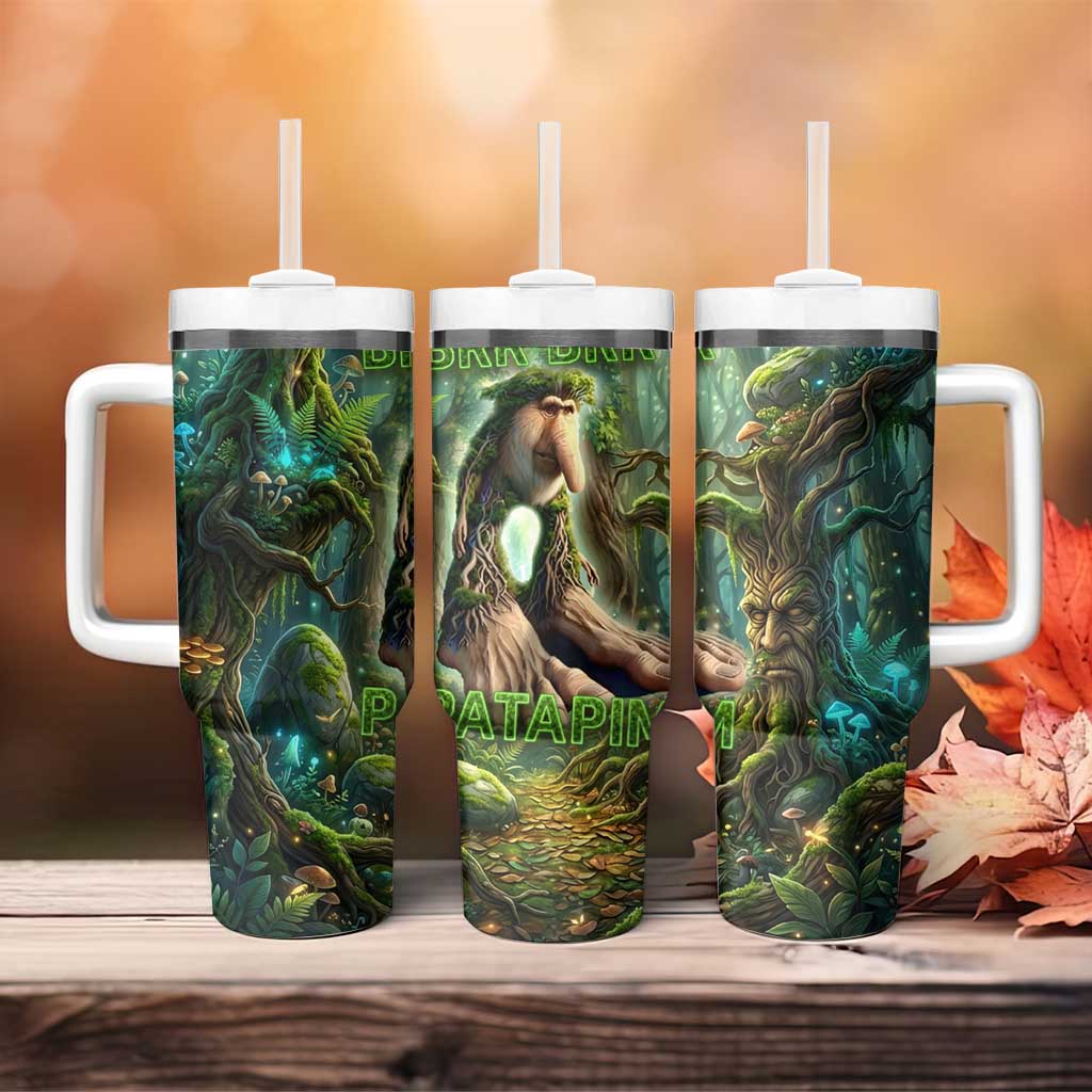 Brr Brr Patapim Tumbler With Handle Glowing Heart and Magical Tree Roots in Enchanted Woods