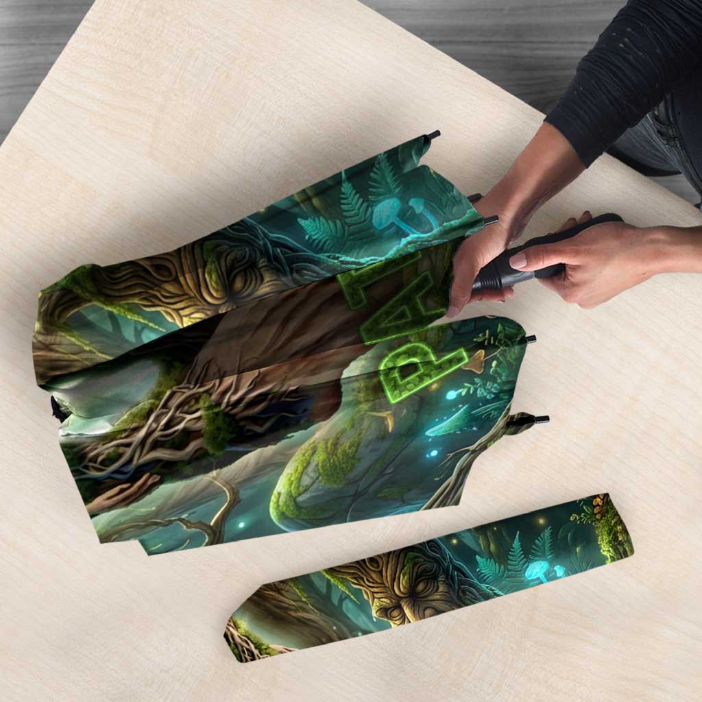 Brr Brr Patapim Umbrella Glowing Heart and Magical Tree Roots in Enchanted Woods