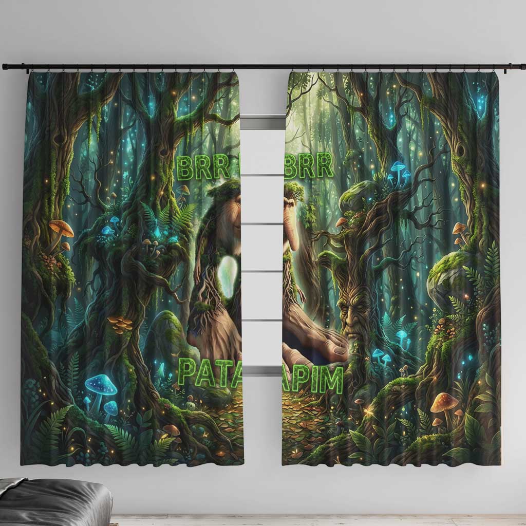 Brr Brr Patapim Window Curtain Glowing Heart and Magical Tree Roots in Enchanted Woods