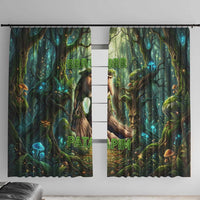 Brr Brr Patapim Window Curtain Glowing Heart and Magical Tree Roots in Enchanted Woods