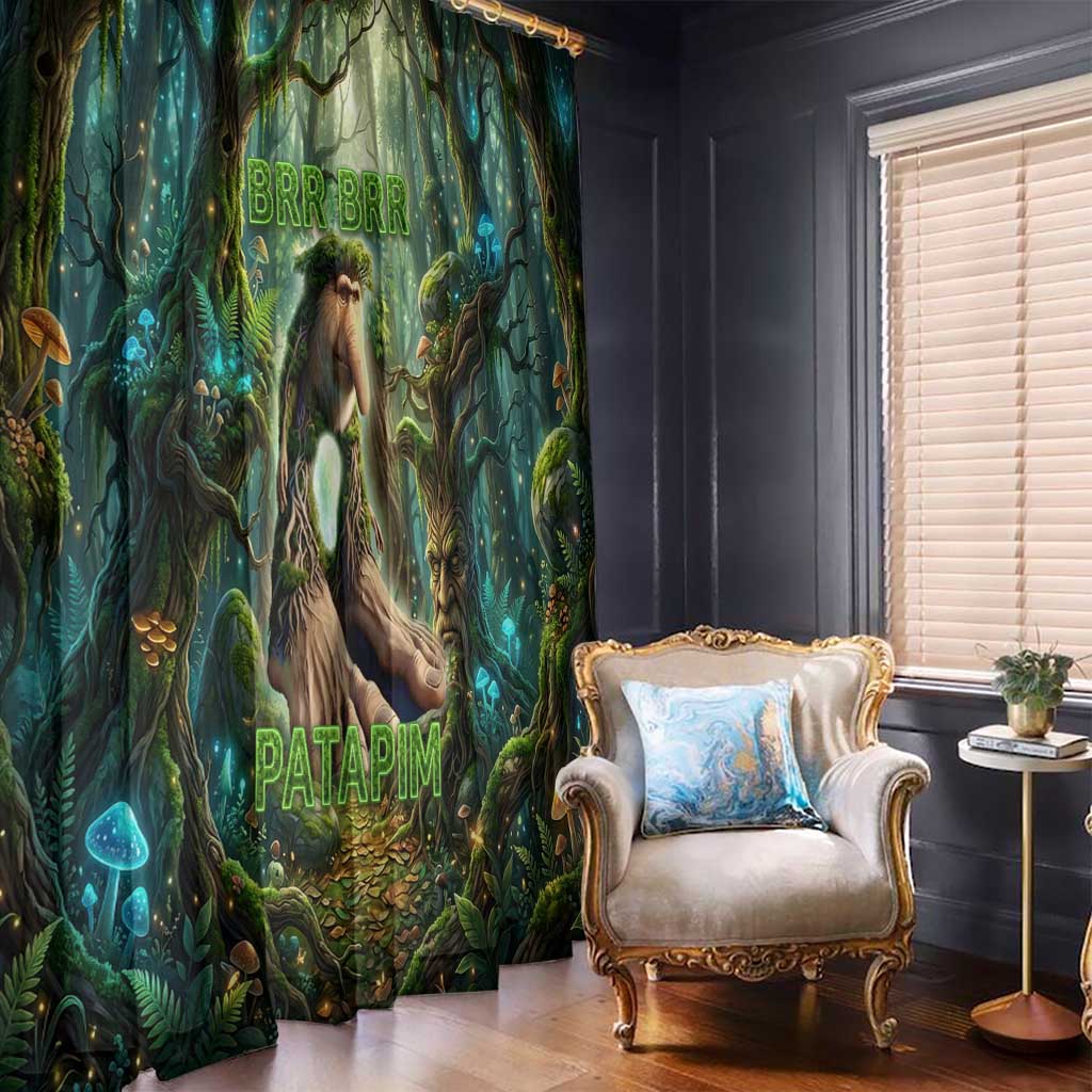 Brr Brr Patapim Window Curtain Glowing Heart and Magical Tree Roots in Enchanted Woods