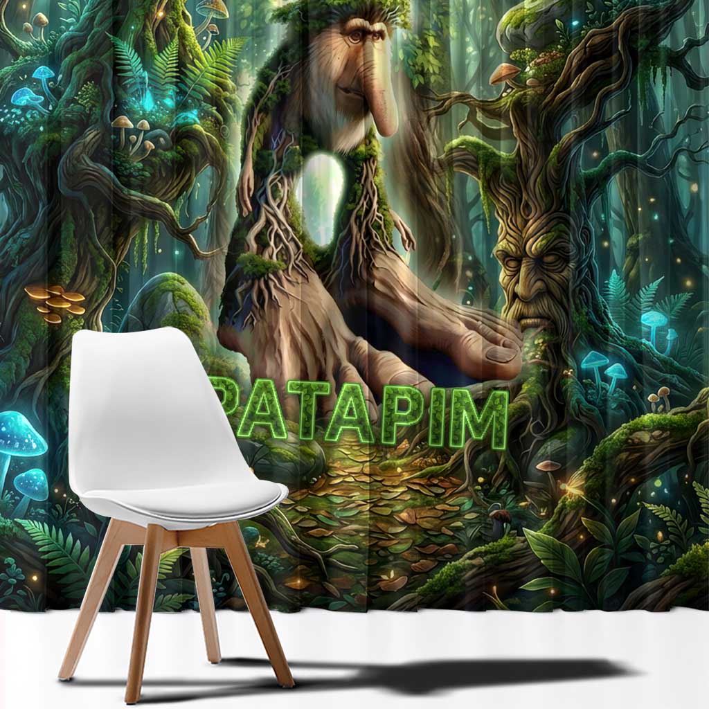 Brr Brr Patapim Window Curtain Glowing Heart and Magical Tree Roots in Enchanted Woods