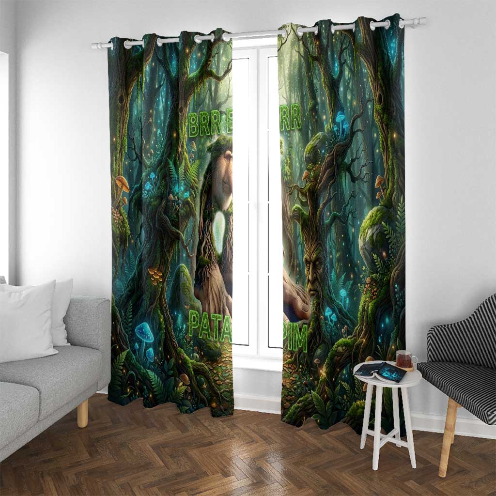 Brr Brr Patapim Window Curtain Glowing Heart and Magical Tree Roots in Enchanted Woods