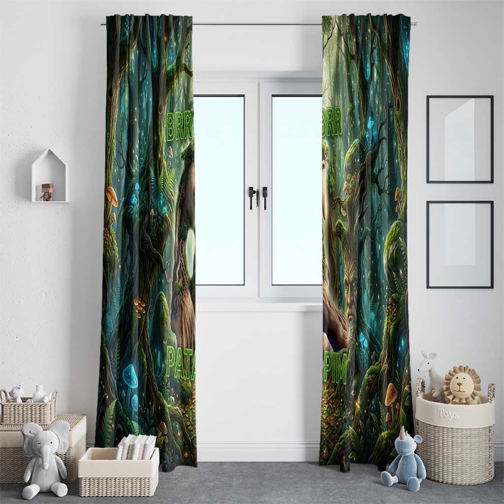 Brr Brr Patapim Window Curtain Glowing Heart and Magical Tree Roots in Enchanted Woods