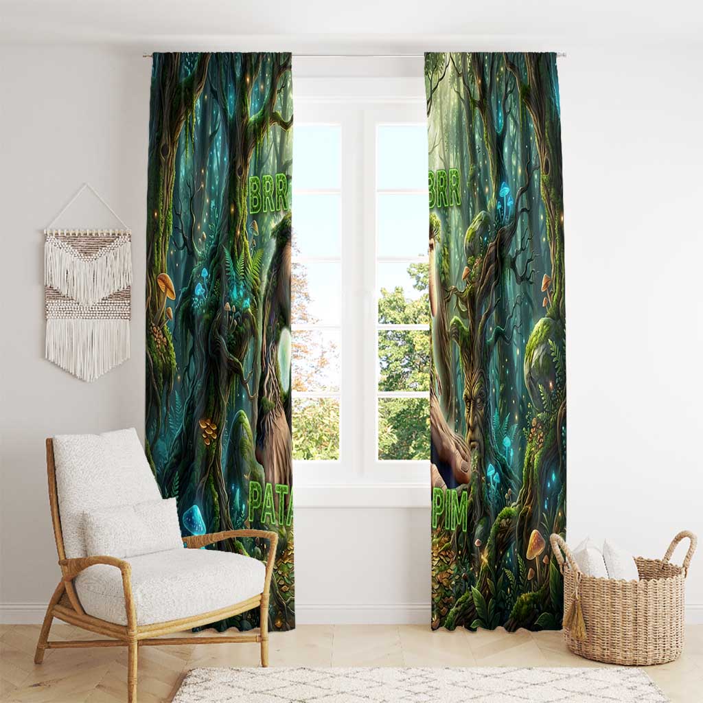 Brr Brr Patapim Window Curtain Glowing Heart and Magical Tree Roots in Enchanted Woods