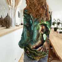 Brr Brr Patapim Women Casual Shirt Glowing Heart and Magical Tree Roots in Enchanted Woods