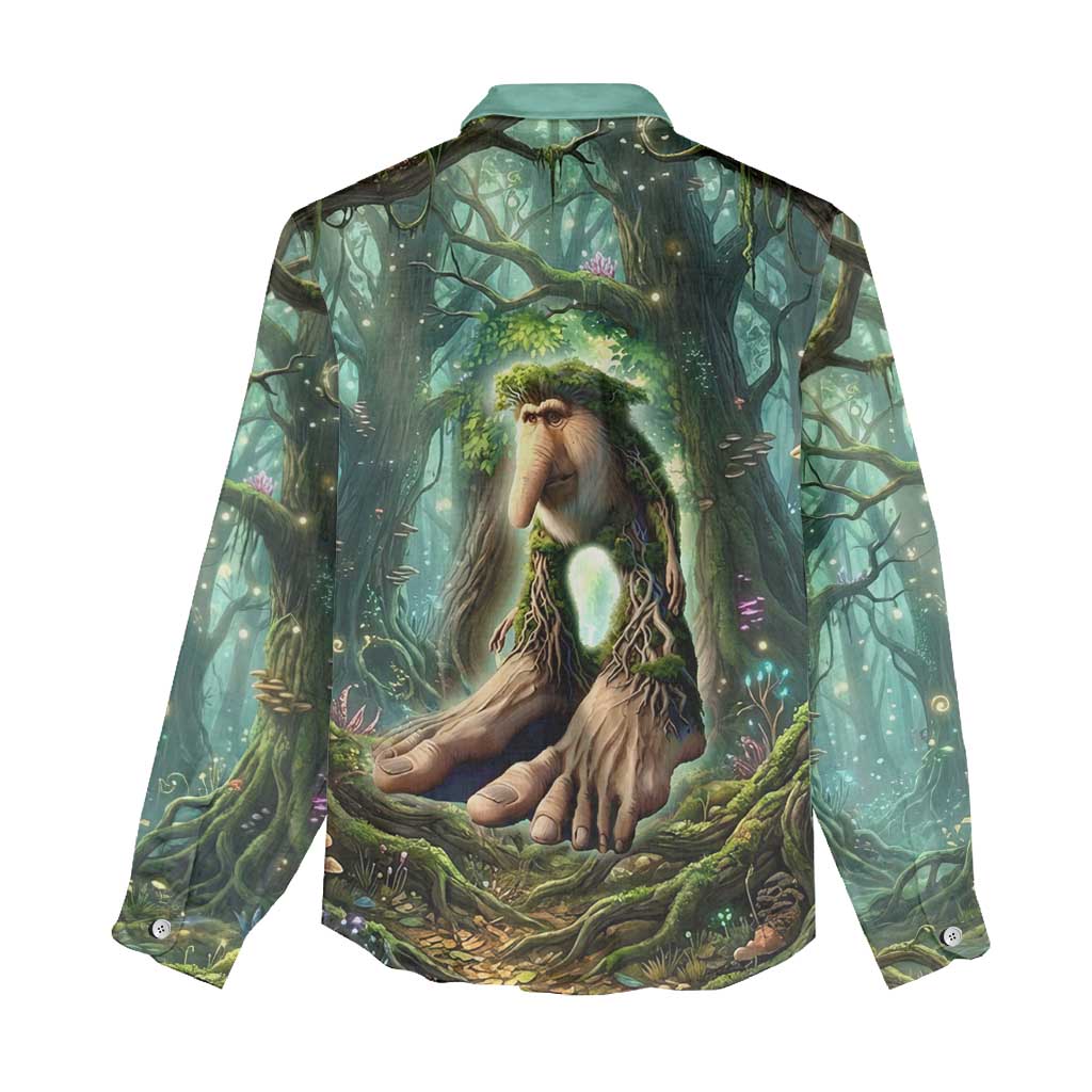 Brr Brr Patapim Women Casual Shirt Glowing Heart and Magical Tree Roots in Enchanted Woods