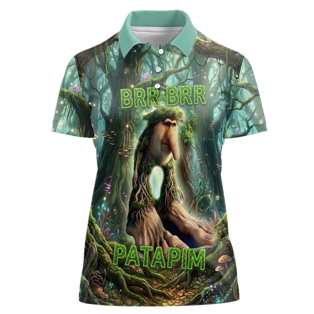 Brr Brr Patapim Women Polo Shirt Glowing Heart and Magical Tree Roots in Enchanted Woods