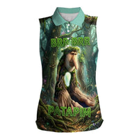 Brr Brr Patapim Women Sleeveless Polo Shirt Glowing Heart and Magical Tree Roots in Enchanted Woods