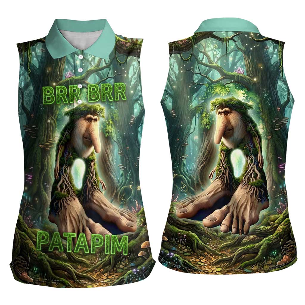 Brr Brr Patapim Women Sleeveless Polo Shirt Glowing Heart and Magical Tree Roots in Enchanted Woods