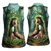 Brr Brr Patapim Women Sleeveless Polo Shirt Glowing Heart and Magical Tree Roots in Enchanted Woods