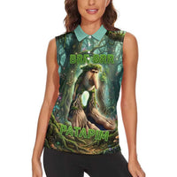 Brr Brr Patapim Women Sleeveless Polo Shirt Glowing Heart and Magical Tree Roots in Enchanted Woods