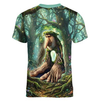 Brr Brr Patapim Women V-Neck T-Shirt Glowing Heart and Magical Tree Roots in Enchanted Woods