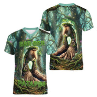 Brr Brr Patapim Women V-Neck T-Shirt Glowing Heart and Magical Tree Roots in Enchanted Woods