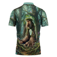 Brr Brr Patapim Zipper Polo Shirt Glowing Heart and Magical Tree Roots in Enchanted Woods