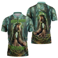 Brr Brr Patapim Zipper Polo Shirt Glowing Heart and Magical Tree Roots in Enchanted Woods