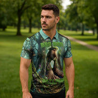 Brr Brr Patapim Zipper Polo Shirt Glowing Heart and Magical Tree Roots in Enchanted Woods