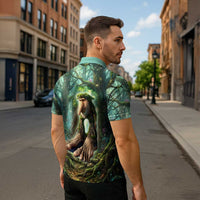 Brr Brr Patapim Zipper Polo Shirt Glowing Heart and Magical Tree Roots in Enchanted Woods