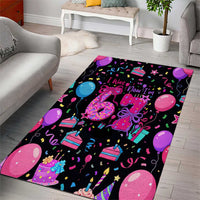 7th Birthday Girl Area Rug with Cake Balloons Confetti and I Was 6 Now I'm 7
