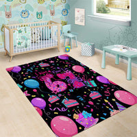 7th Birthday Girl Area Rug with Cake Balloons Confetti and I Was 6 Now I'm 7