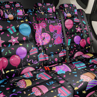 7th Birthday Girl Back Car Seat Cover with Cake Balloons Confetti and I Was 6 Now I'm 7