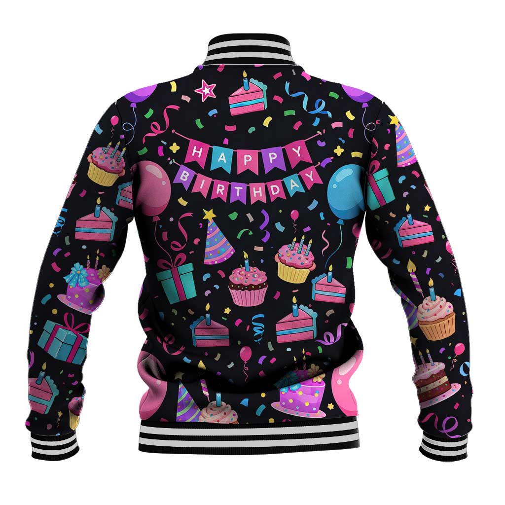 7th Birthday Girl Baseball Jacket with Cake Balloons Confetti and I Was 6 Now I'm 7