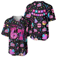 7th Birthday Girl Baseball Jersey with Cake Balloons Confetti and I Was 6 Now I'm 7