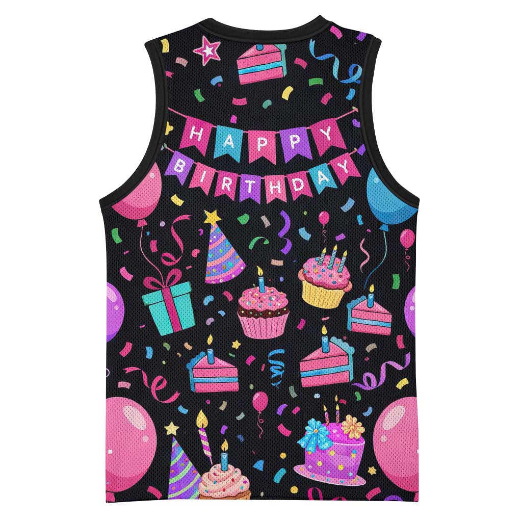 7th Birthday Girl Basketball Jersey with Cake Balloons Confetti and I Was 6 Now I'm 7
