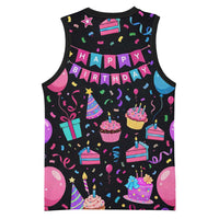 7th Birthday Girl Basketball Jersey with Cake Balloons Confetti and I Was 6 Now I'm 7