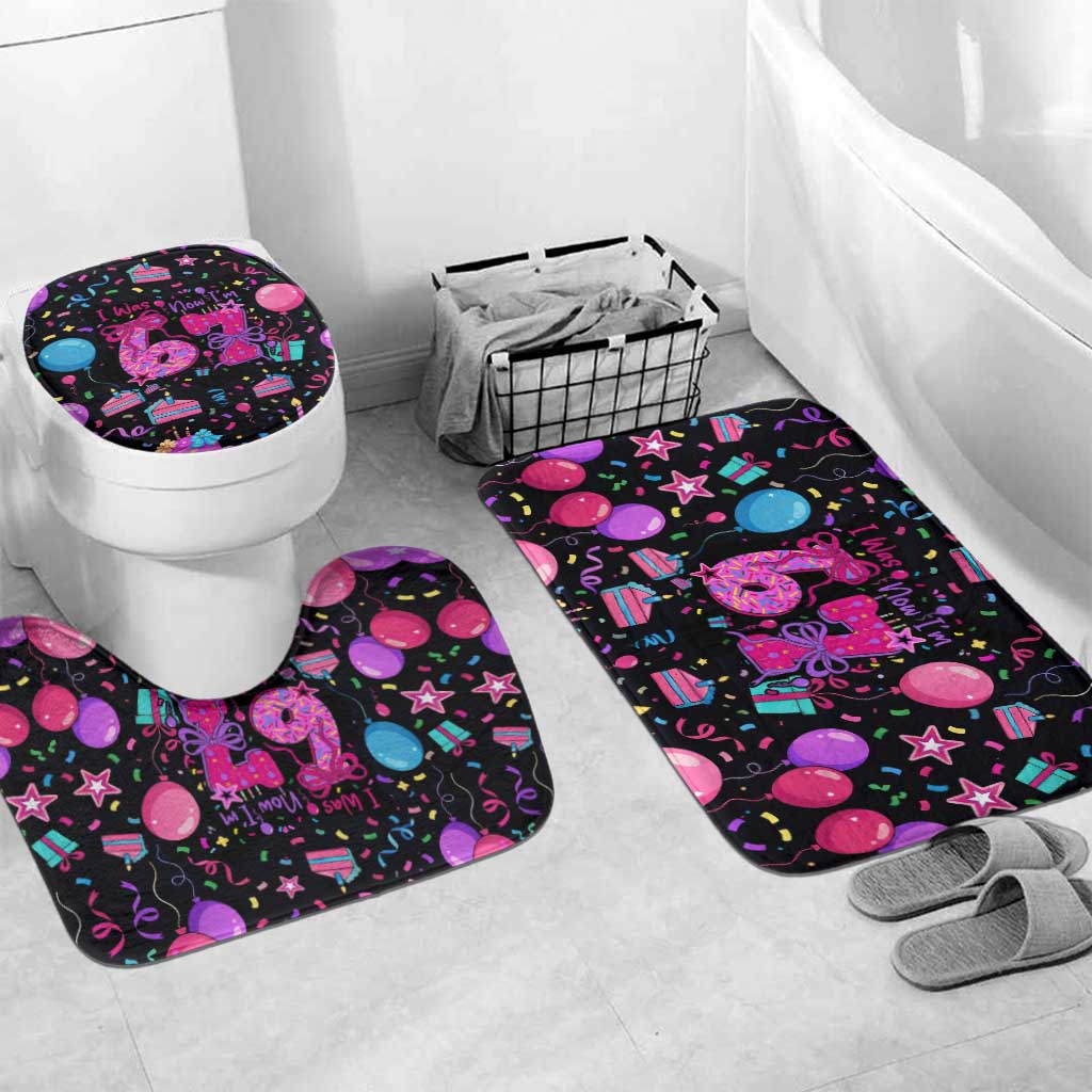 7th Birthday Girl Bathroom Set with Cake Balloons Confetti and I Was 6 Now I'm 7