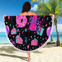 7th Birthday Girl Beach Blanket with Cake Balloons Confetti and I Was 6 Now I'm 7