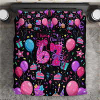 7th Birthday Girl Bedding Set with Cake Balloons Confetti and I Was 6 Now I'm 7