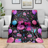 7th Birthday Girl Blanket with Cake Balloons Confetti and I Was 6 Now I'm 7