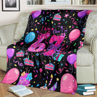 7th Birthday Girl Blanket with Cake Balloons Confetti and I Was 6 Now I'm 7