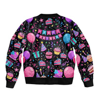 7th Birthday Girl Bomber Jacket with Cake Balloons Confetti and I Was 6 Now I'm 7