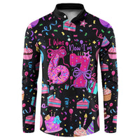 7th Birthday Girl Button Sweatshirt with Cake Balloons Confetti and I Was 6 Now I'm 7