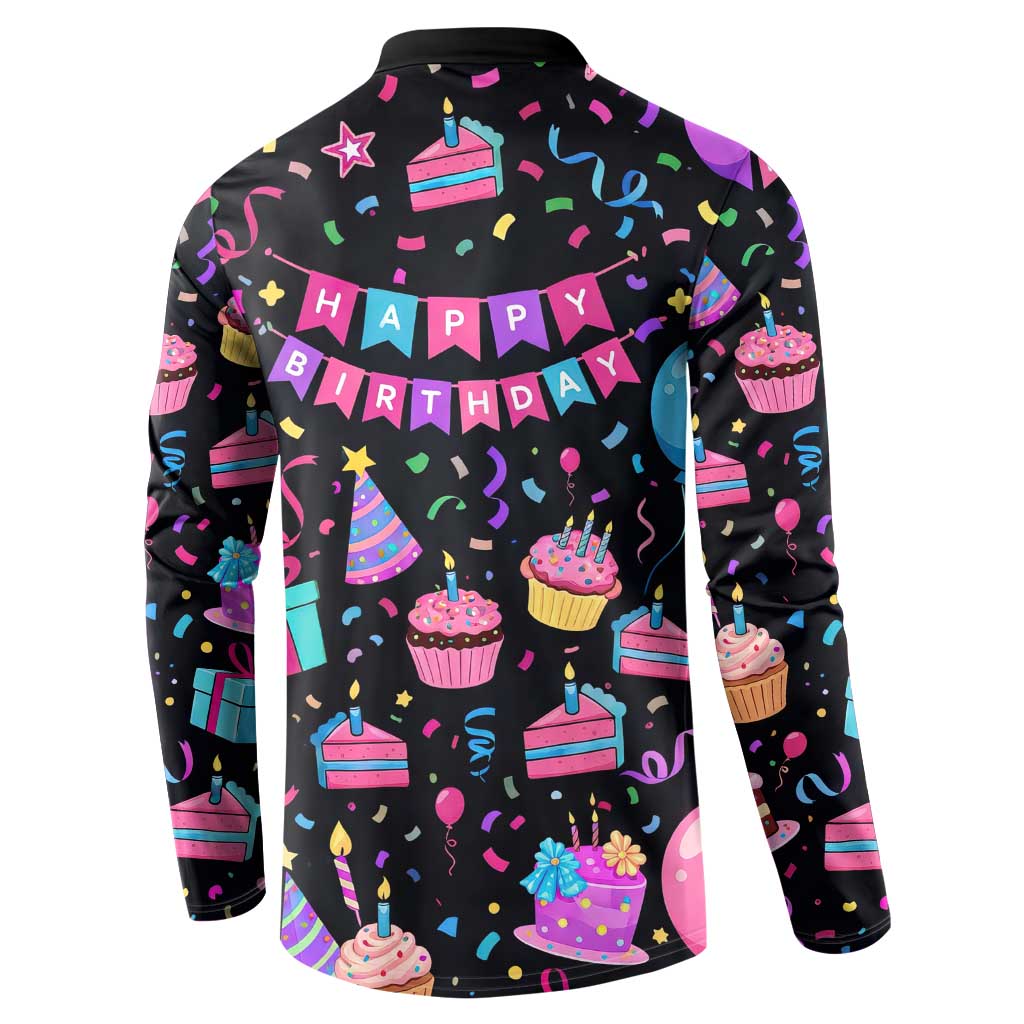 7th Birthday Girl Button Sweatshirt with Cake Balloons Confetti and I Was 6 Now I'm 7