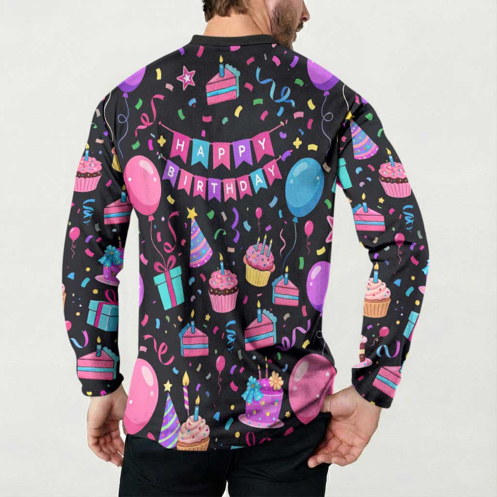 7th Birthday Girl Button Sweatshirt with Cake Balloons Confetti and I Was 6 Now I'm 7