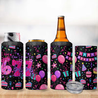 7th Birthday Girl 4 in 1 Can Cooler Tumbler with Cake Balloons Confetti and I Was 6 Now I'm 7