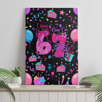 7th Birthday Girl Canvas Wall Art with Cake Balloons Confetti and I Was 6 Now I'm 7