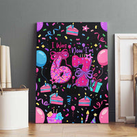 7th Birthday Girl Canvas Wall Art with Cake Balloons Confetti and I Was 6 Now I'm 7
